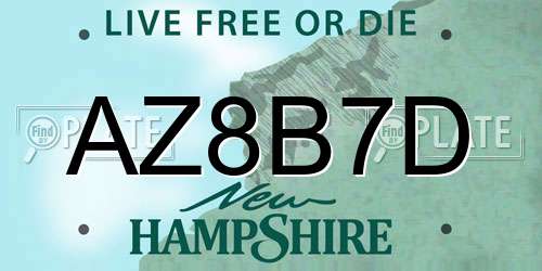 AZ8B7D New Hampshire License Plate
