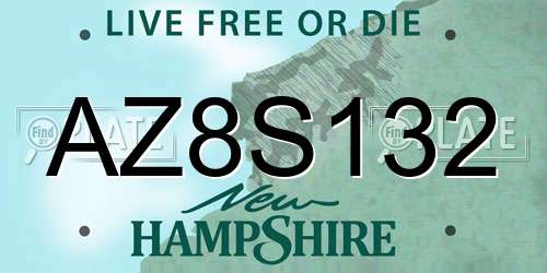 AZ8S132 New Hampshire License Plate