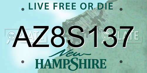 AZ8S137 New Hampshire License Plate