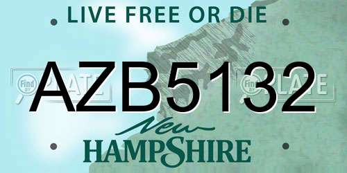 AZB5132 New Hampshire License Plate
