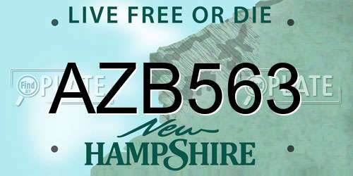 AZB563 New Hampshire License Plate