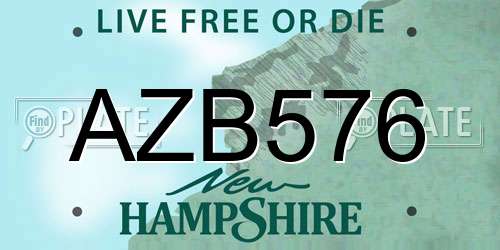 AZB576 New Hampshire License Plate