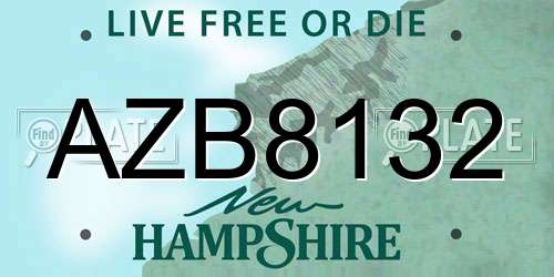 AZB8132 New Hampshire License Plate