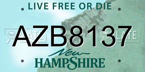 AZB8137 New Hampshire License Plate