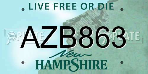 AZB863 New Hampshire License Plate