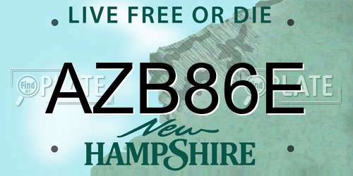 AZB86E New Hampshire License Plate