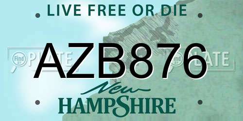 AZB876 New Hampshire License Plate