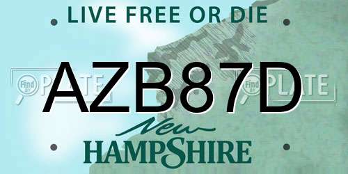 AZB87D New Hampshire License Plate