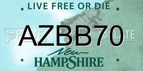 AZBB70 New Hampshire License Plate