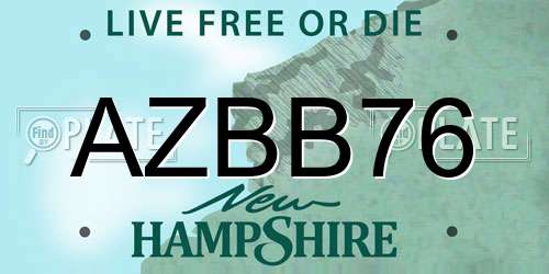 AZBB76 New Hampshire License Plate