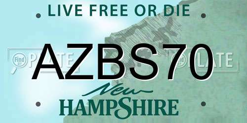 AZBS70 New Hampshire License Plate