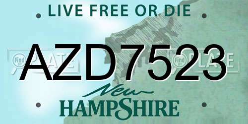 AZD7523 New Hampshire License Plate