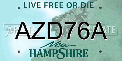 AZD76A New Hampshire License Plate