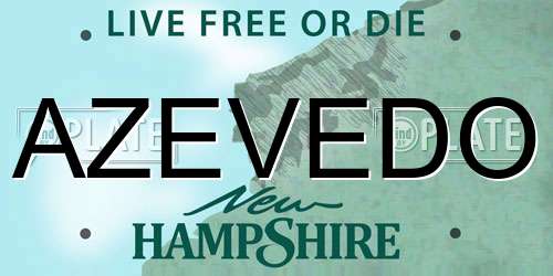 AZEVEDO New Hampshire License Plate