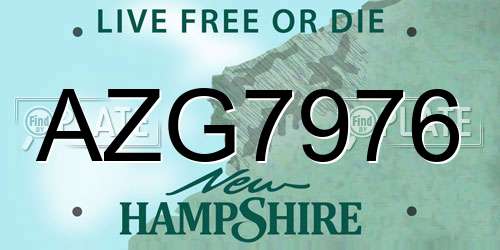 AZG7976 New Hampshire License Plate