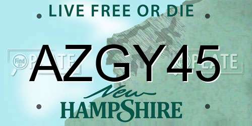 AZGY45 New Hampshire License Plate