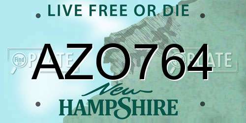 AZO764 New Hampshire License Plate
