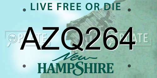 AZQ264 New Hampshire License Plate