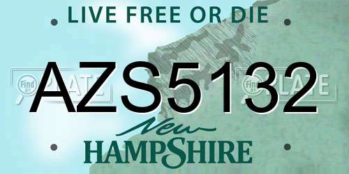 AZS5132 New Hampshire License Plate
