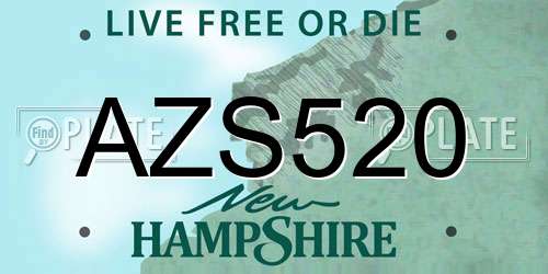 AZS520 New Hampshire License Plate