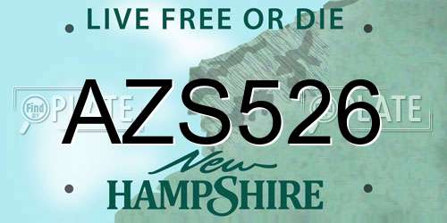 AZS526 New Hampshire License Plate