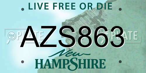 AZS863 New Hampshire License Plate