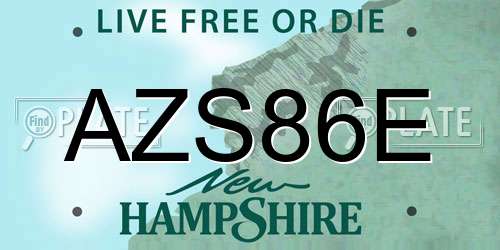 AZS86E New Hampshire License Plate