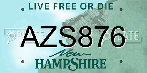 AZS876 New Hampshire License Plate