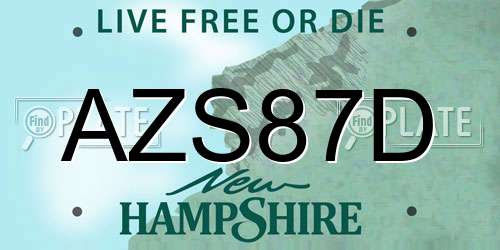 AZS87D New Hampshire License Plate