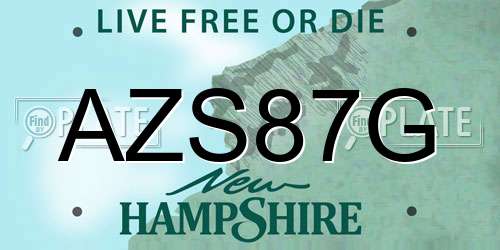 AZS87G New Hampshire License Plate