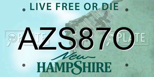 AZS87O New Hampshire License Plate