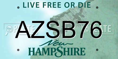 AZSB76 New Hampshire License Plate