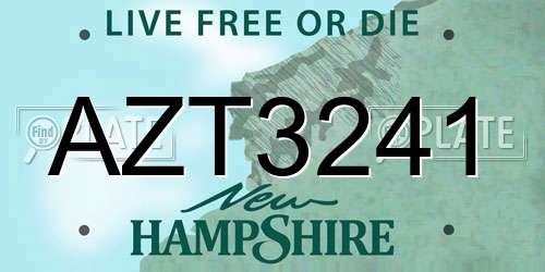 AZT3241 New Hampshire License Plate