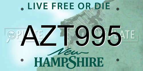 AZT995 New Hampshire License Plate