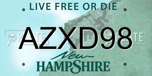 AZXD98 New Hampshire License Plate