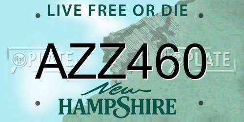 AZZ460 New Hampshire License Plate