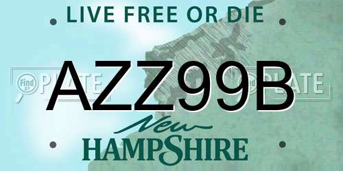 AZZ99B New Hampshire License Plate