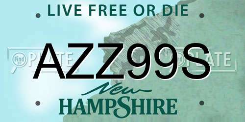 AZZ99S New Hampshire License Plate