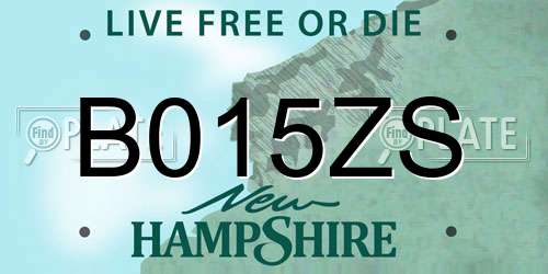 B015ZS New Hampshire License Plate