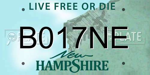 B017NE New Hampshire License Plate