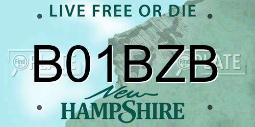B01BZB New Hampshire License Plate