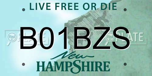 B01BZS New Hampshire License Plate