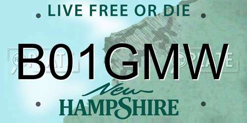 B01GMW New Hampshire License Plate