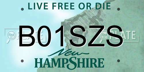 B01SZS New Hampshire License Plate