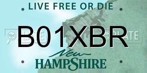 B01XBR New Hampshire License Plate