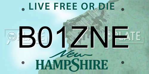 B01ZNE New Hampshire License Plate