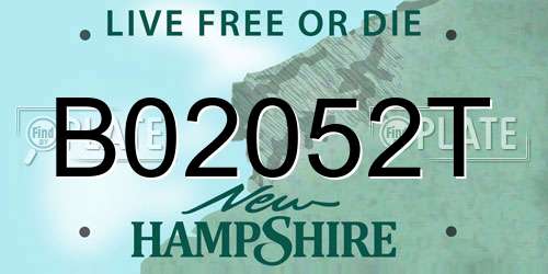 B02052T New Hampshire License Plate