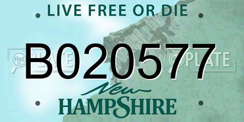 B020577 New Hampshire License Plate