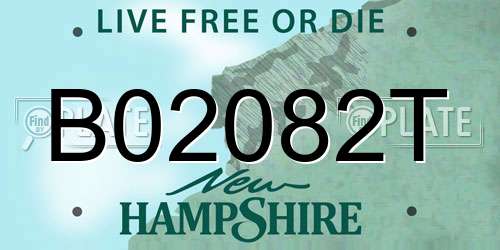 B02082T New Hampshire License Plate