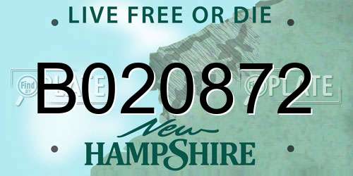 B020872 New Hampshire License Plate